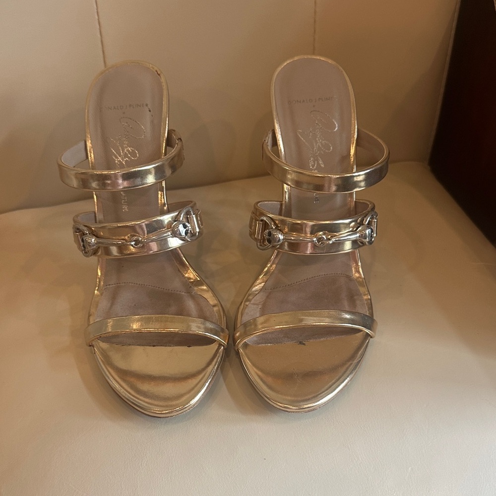 Donald J. Pliner Metallic Silver Heels